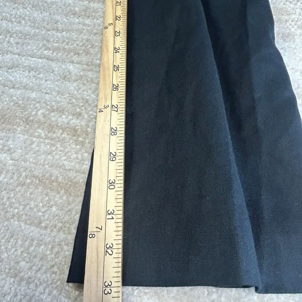 Banana Republic Pants Womens 6 Martin Fit Stretch Linen Blend Black Wide Leg VTG